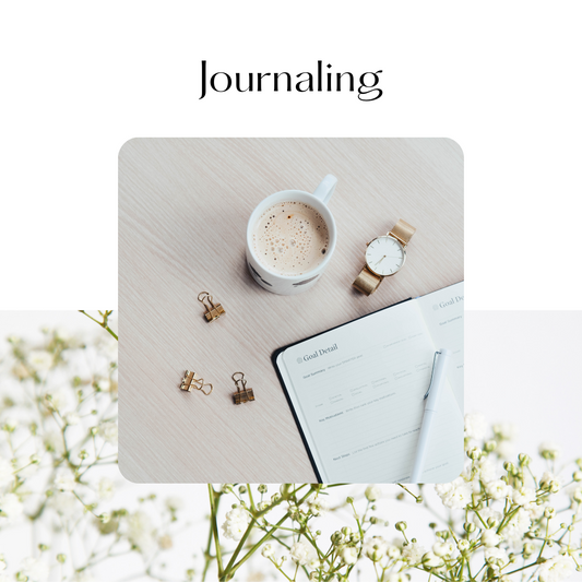 Journaling with image of journal and coffee